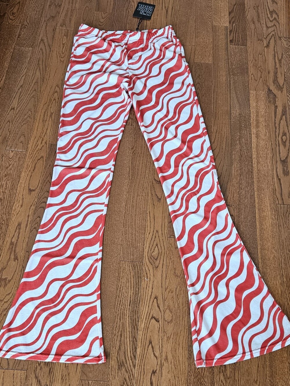 Brand New With Tag Beach Pants. Red & White Wavy Flare Pants